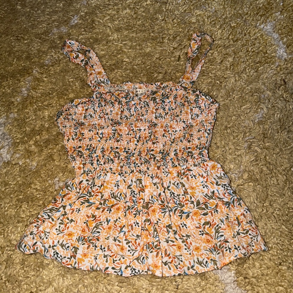 Miami Floral Smocked Camisole in Orange and White